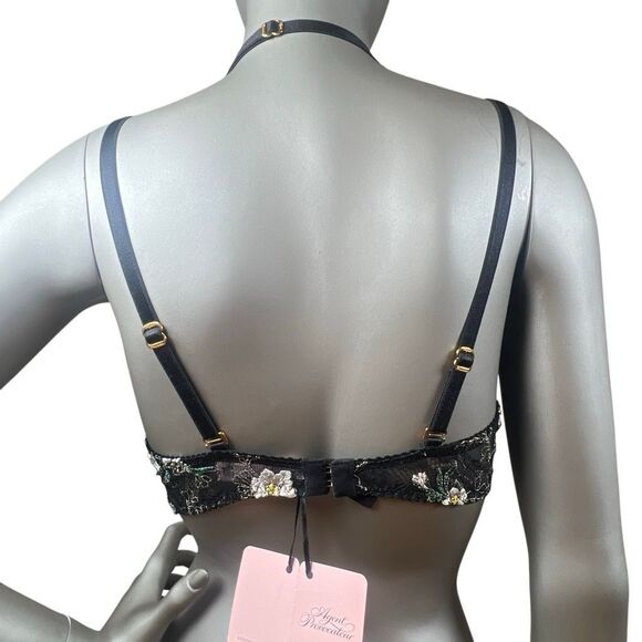 NWT Agent Provocateur Athena High Neck Lace Bra Top Black Multi Size 3 - Picture 14 of 16